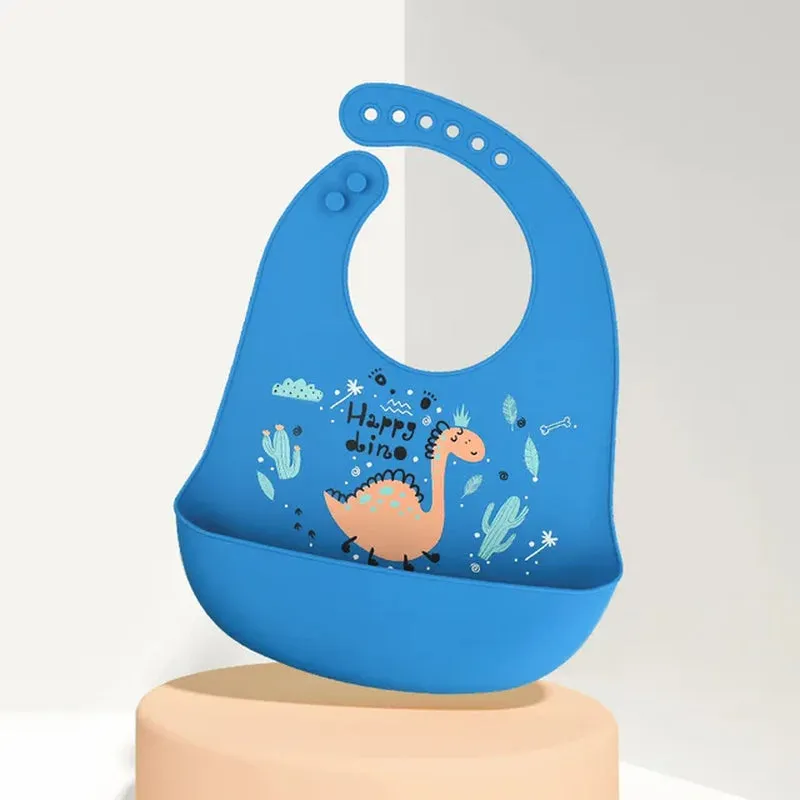 Silicone Babi Bib Waterproof Saliva Dripping Banana Bibs Cartoon Newborn Feeding Soft Edible Aprons Baby Adjustable Burp Scarf