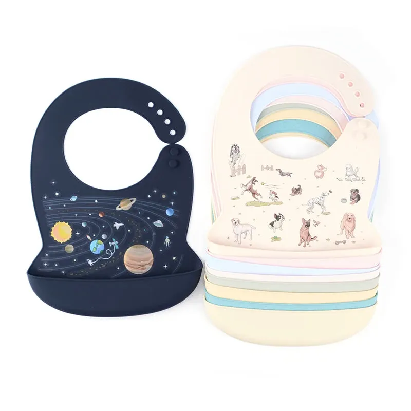 Silicone Babi Bib Waterproof Saliva Dripping Banana Bibs Cartoon Newborn Feeding Soft Edible Aprons Baby Adjustable Burp Scarf