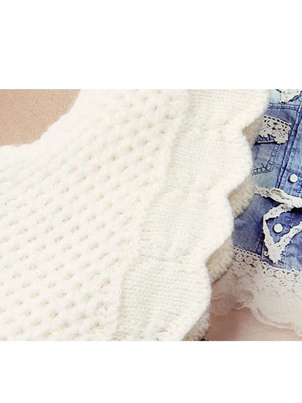Sleeveless Knitwear Splicing Pleated Girl Dresses