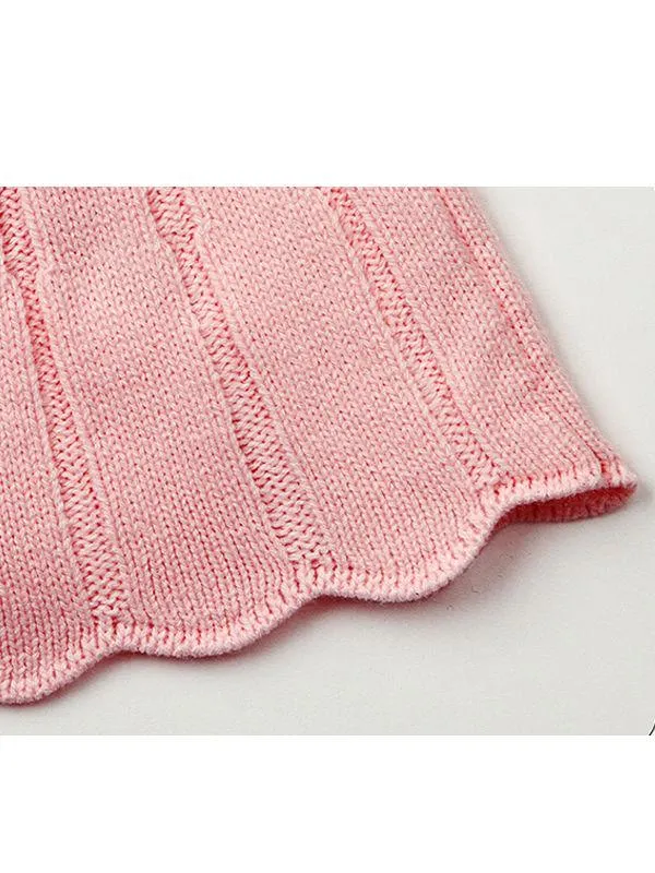 Sleeveless Knitwear Splicing Pleated Girl Dresses
