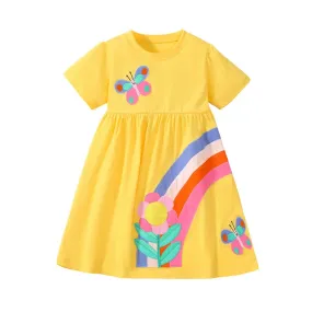 Summer Princess Dress with Dots and Ice Cream Applique