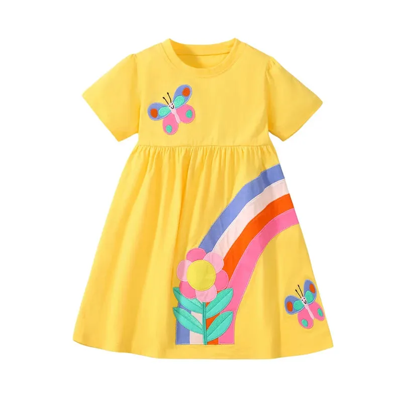 Summer Princess Dress with Dots and Ice Cream Applique