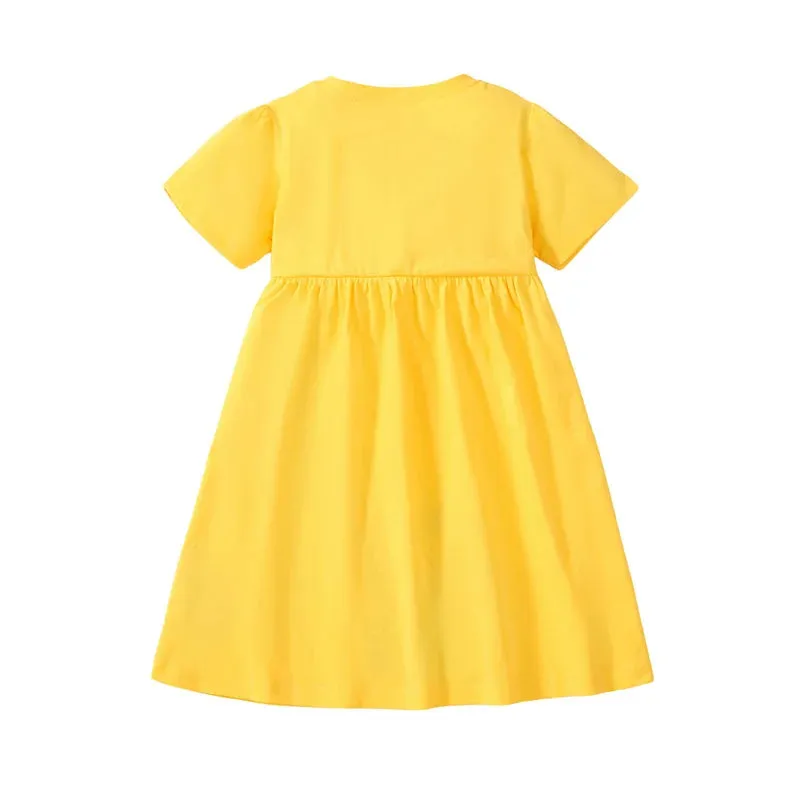 Summer Princess Dress with Dots and Ice Cream Applique