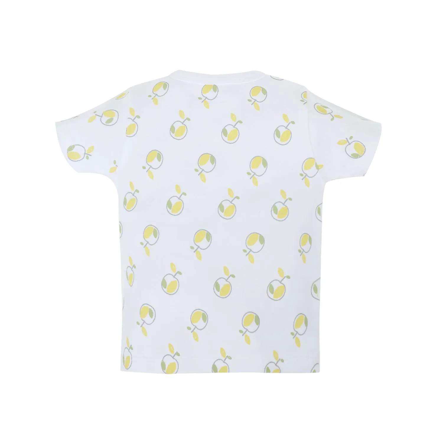 T-Shirt Half Sleeves Boys White Apples / Sage Green -2Pc Pack