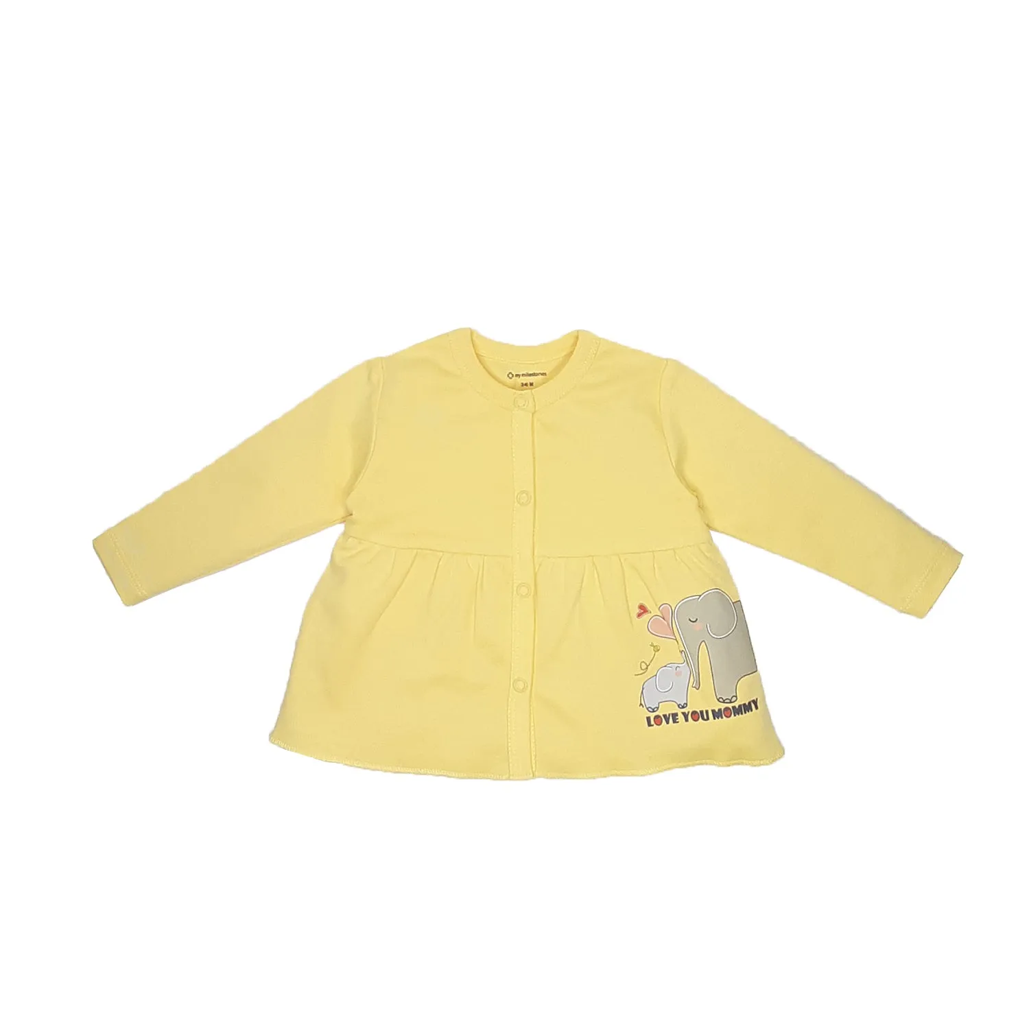 Top Full Sleeves Girls Yellow/Navy Blue - 2Pc Set