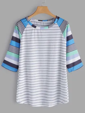 Wholesale Round Neck Half Sleeve Stripe T-Shirts
