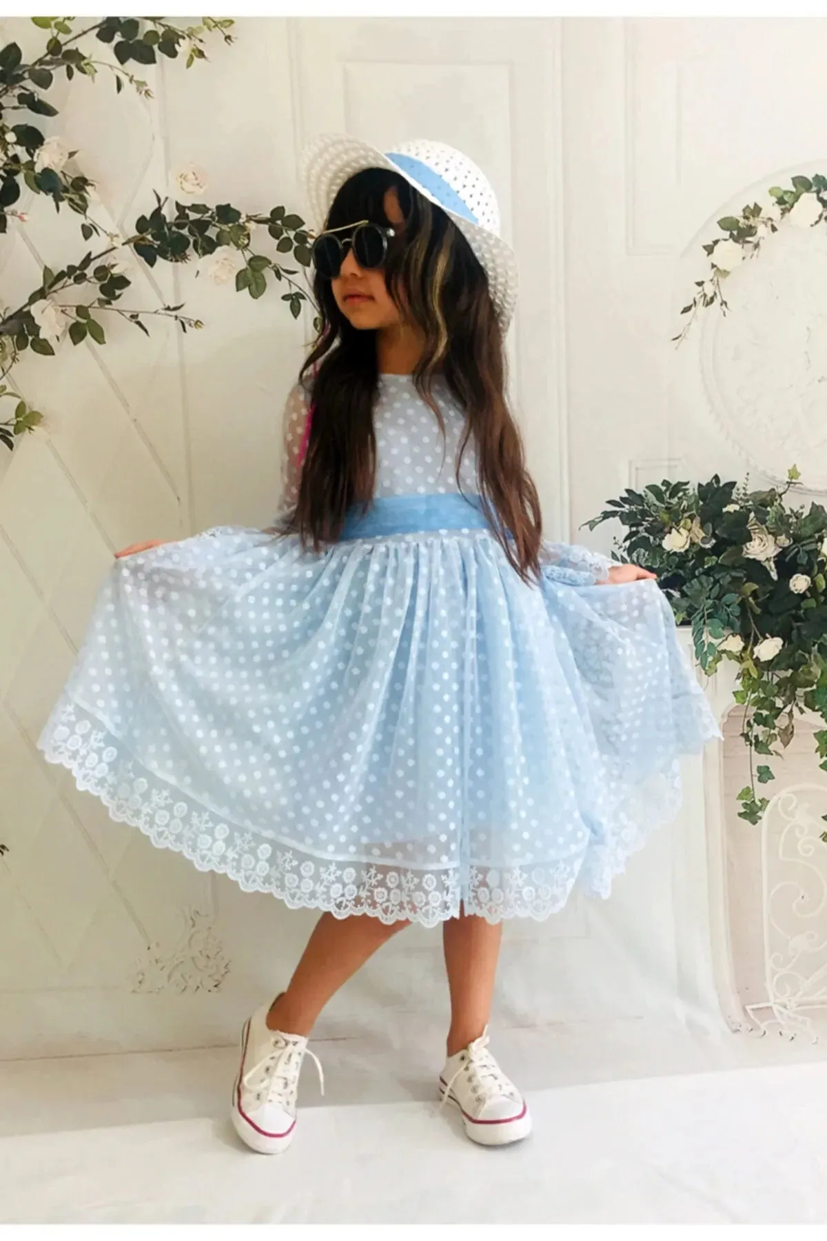 With Hat Gift,Guipure, Princess Model Girl Dress,Birthday Baby Girl Dress ,Wedding Dress,Baby Girl Princess Dress,Tulle AND Lace  Girl Dress 1