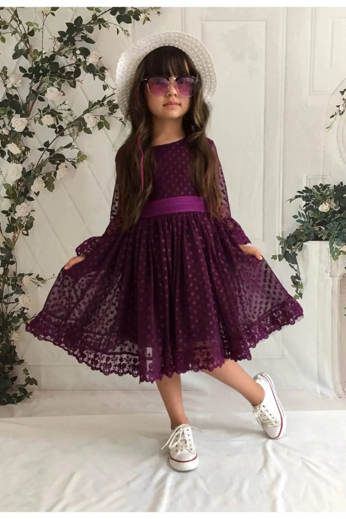 With Hat Gift,Guipure, Princess Model Girl Dress,Birthday Baby Girl Dress ,Wedding Dress,Baby Girl Princess Dress,Tulle AND Lace  Girl Dress 1