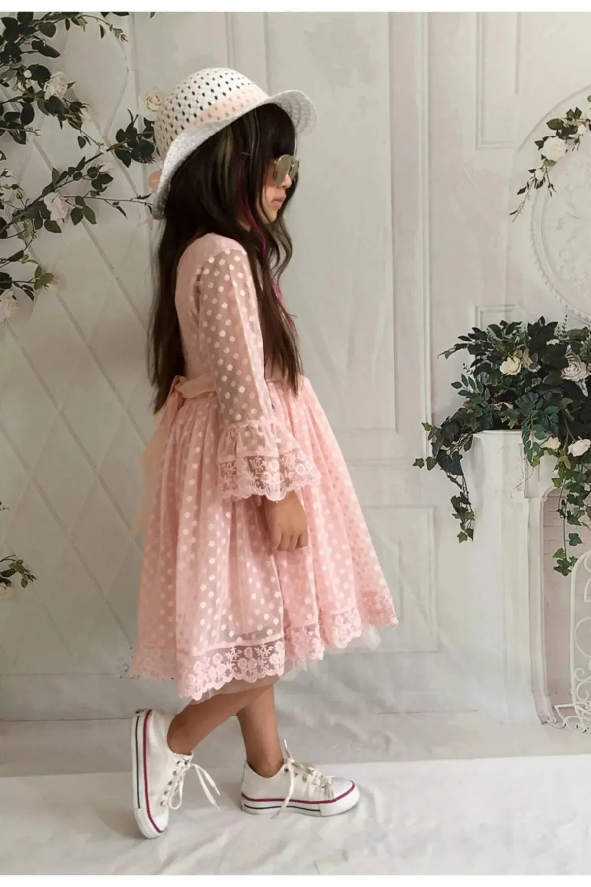 With Hat Gift,Guipure, Princess Model Girl Dress,Birthday Baby Girl Dress ,Wedding Dress,Baby Girl Princess Dress,Tulle AND Lace  Girl Dress 1