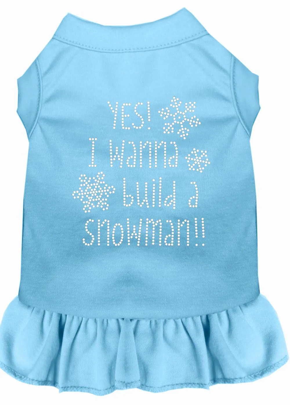 Yes! I Want To Build A Snowman Rhinestone Dog Dress Baby Blue Xs (8)