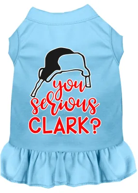 You Serious Clark? Screen Print Dog Dress Baby Blue Xl
