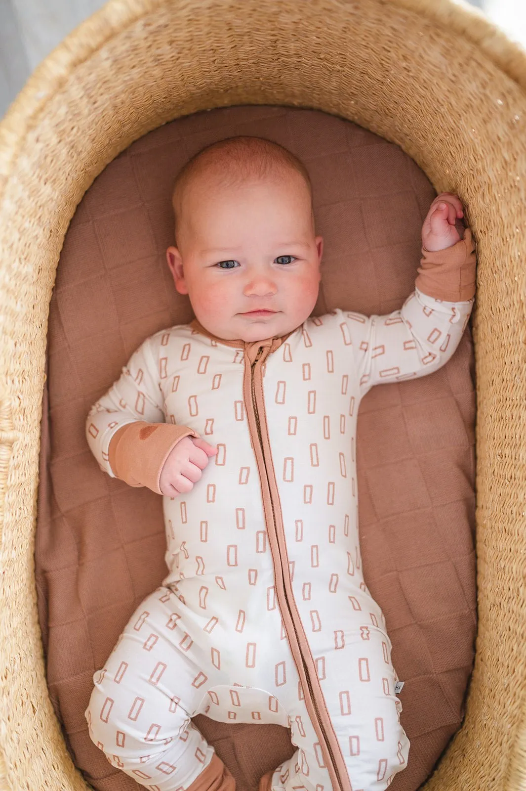Zipper Romper - Neutral Rectangles